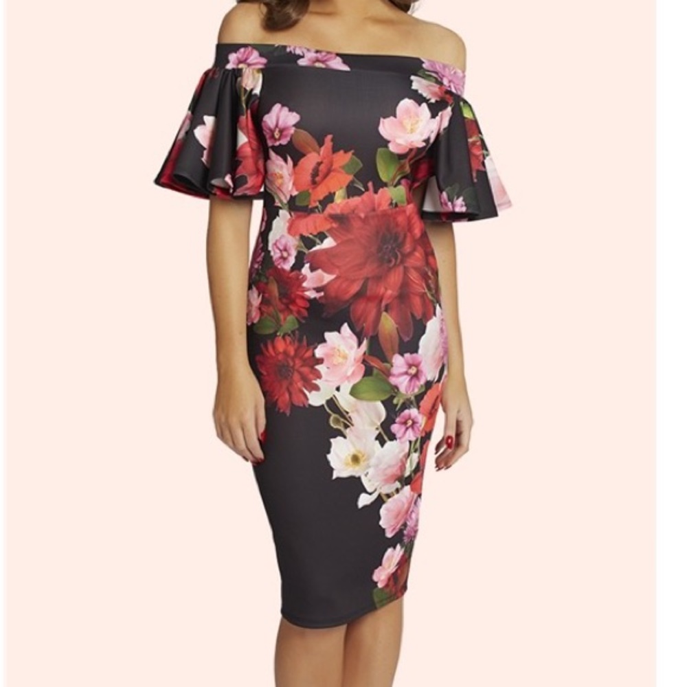 Jessica Wright Frill Sleeve Floral Dress